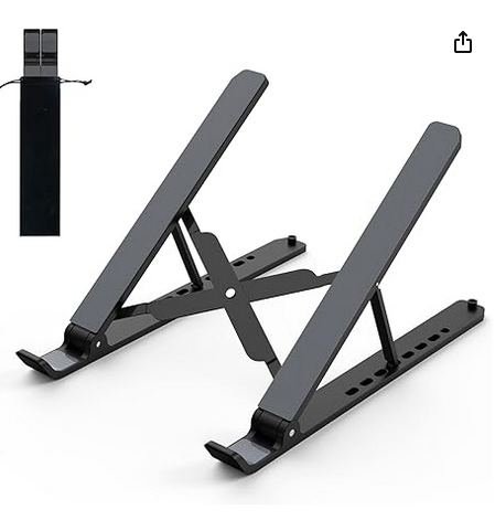 Laptop Stand for Desk, Adjustable Laptop Riser ABS+Silicone Foldable Portable Laptop Holder, Ventilated Cooling Notebook Computer Stand for 10-15.6” Laptops,Tablets-Black